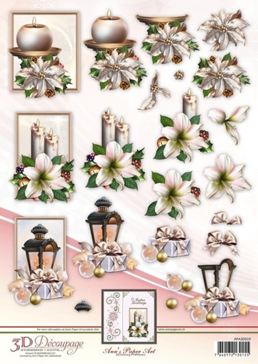 Anns Papier Art 3D Decoupage Kerst Decoratie